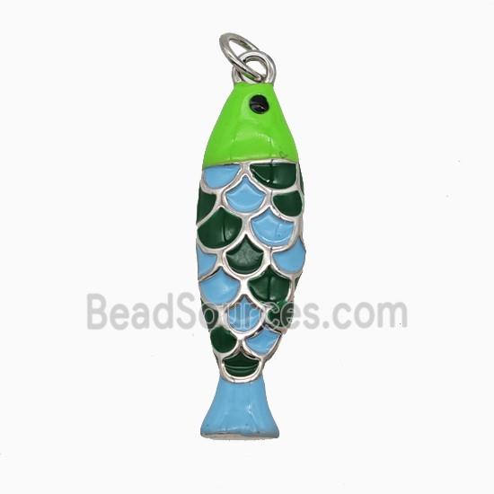 Copper Fish Pendant Enamel Platinum Plated