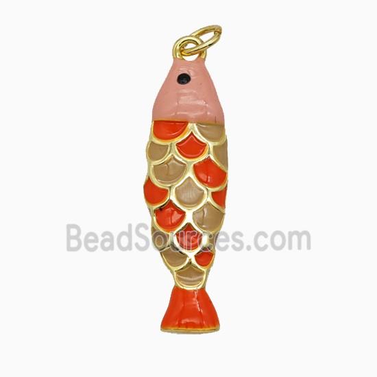 Copper Fish Pendant Enamel Gold Plated