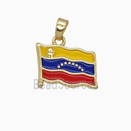 Copper Venezuela Flag Pendant Enamel Gold Plated