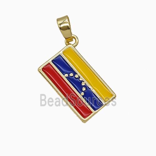 Copper Venezuela Flag Pendant Enamel Gold Plated