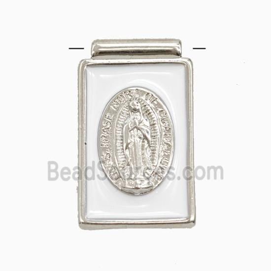 Copper Jesus Pendant White Enamel Platinum Plated