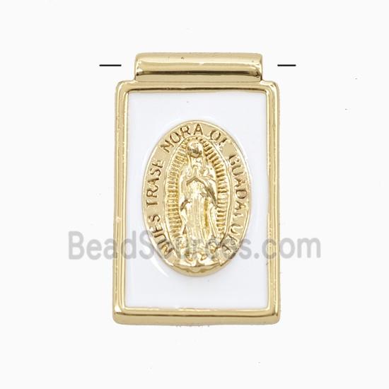 Copper Jesus Pendant White Enamel Gold Plated