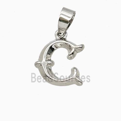 Copper Letter-C Pendant Platinum Plated