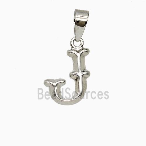 Copper Letter-J Pendant Platinum Plated