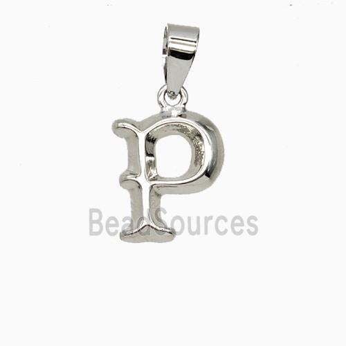 Copper Letter-P Pendant Platinum Plated