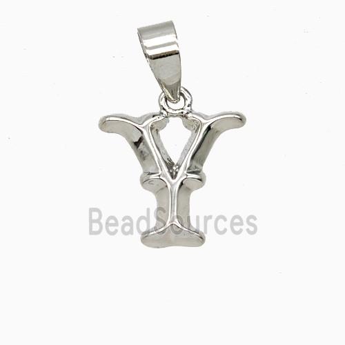 Copper Letter-Y Pendant Platinum Plated