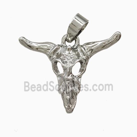 Copper Bullhead Pendant Platinum Plated