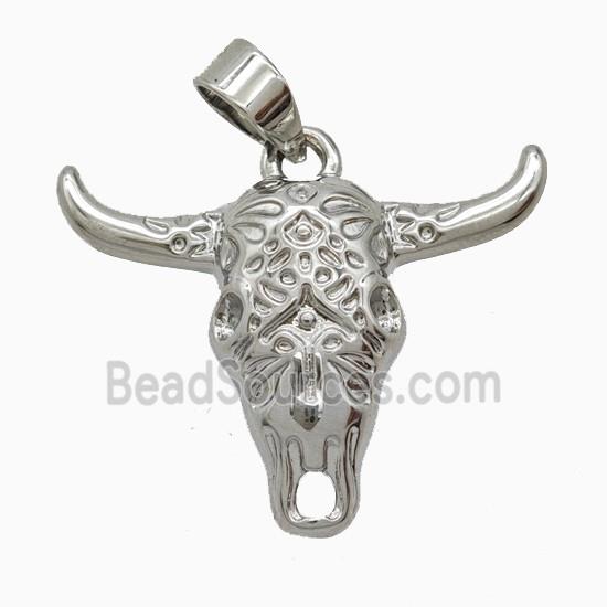 Copper Bullhead Pendant Platinum Plated