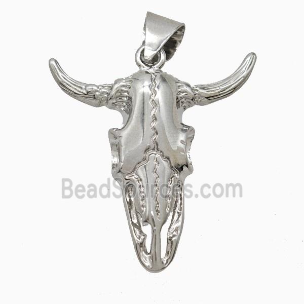 Copper Bullhead Pendant Platinum Plated