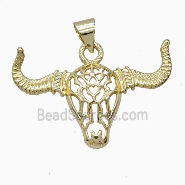 Copper Bullhead Pendant Gold Plated