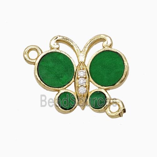 Copper Butterfly Connector Pave Mintgreen Shell Gold Plated