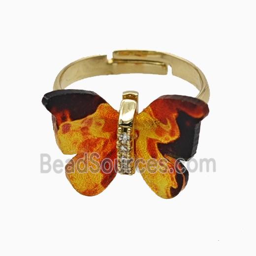 Blackorange Resin Butterfly Rings Adjustable Gold Plated