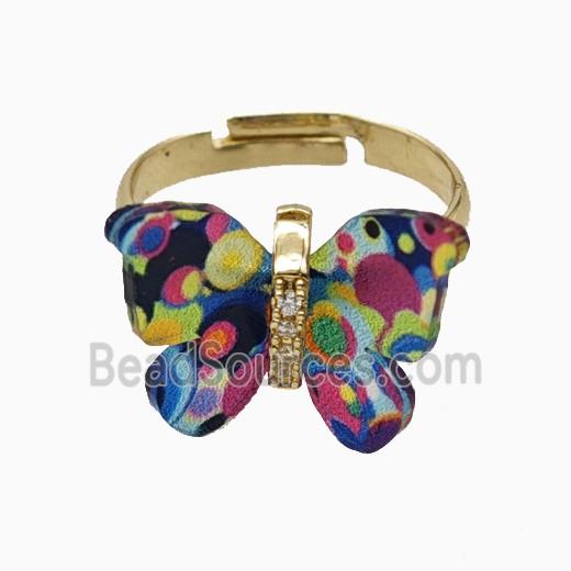 Multicolor Resin Butterfly Rings Adjustable Gold Plated