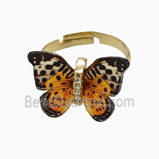 Blackorange Resin Butterfly Rings Adjustable Gold Plated