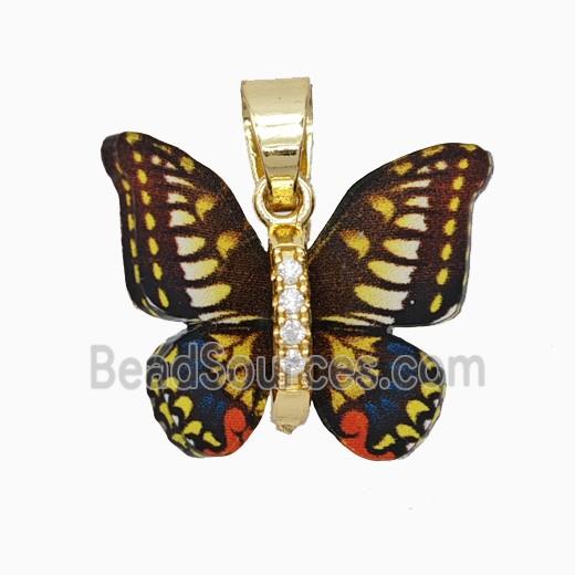 Blackorange Resin Butterfly Pendant Gold Plated