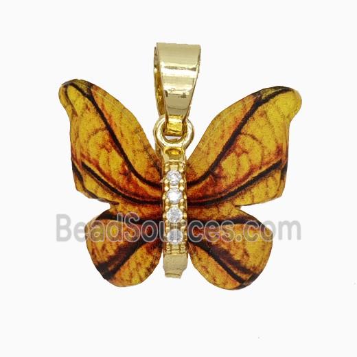 Orange Resin Butterfly Pendant Gold Plated