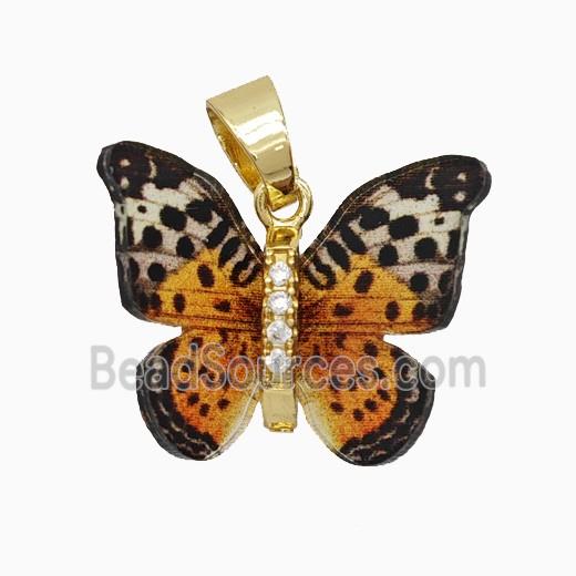 Orange Resin Butterfly Pendant Gold Plated