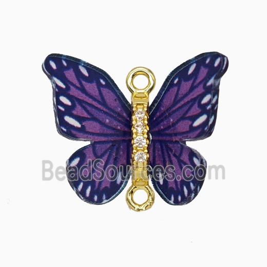 Purple Resin Butterfly Connector Gold Plated