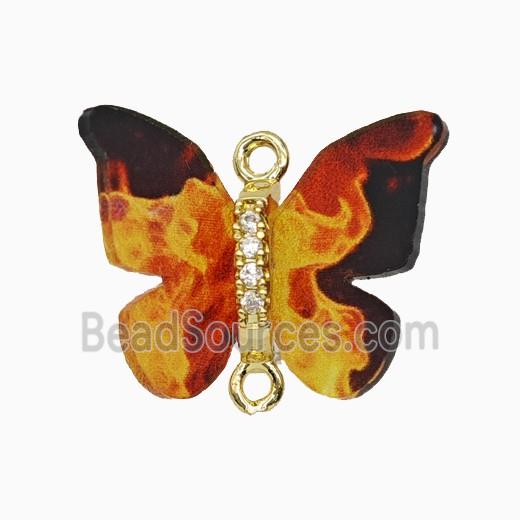 Orange Resin Butterfly Connector Gold Plated