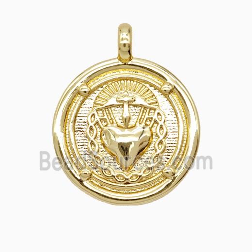 Copper Sacred Heart Pendant Gold Plated