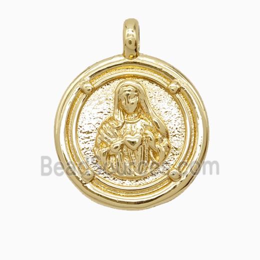Copper Virgin Mary Pendant Gold Plated