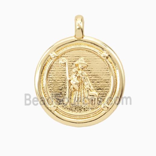 Copper Virgin Mary Pendant Gold Plated