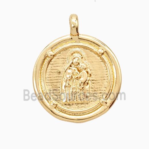 Copper Virgin Mary Pendant Gold Plated
