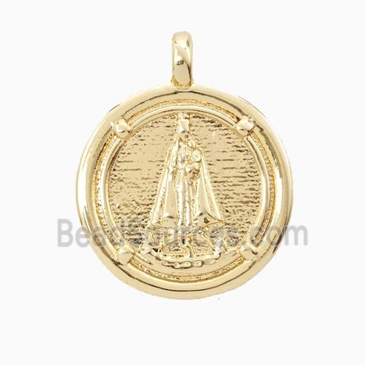 Copper Virgin Mary Pendant Gold Plated