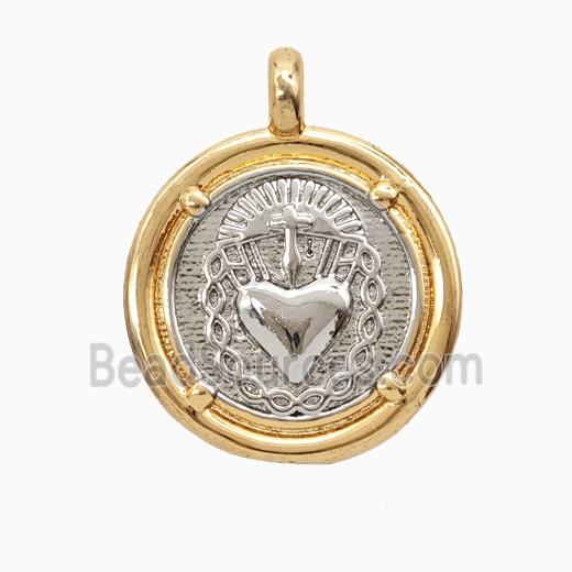 Copper Sacred Heart Pendant Platinum Gold Plated