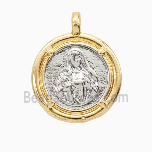Copper Virgin Mary Pendant Platinum Gold Plated