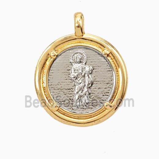 Copper Saint Jude Pendant Platinum Gold Plated