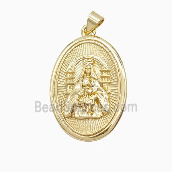 Copper Virgin Mary Pendant Gold Plated