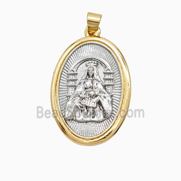 Copper Virgin Mary Pendant Platinum Gold Plated