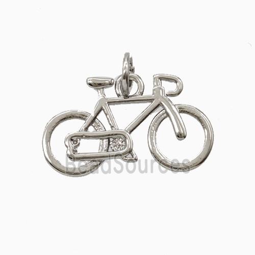 Copper Bicycle Pendant Platinum Plated