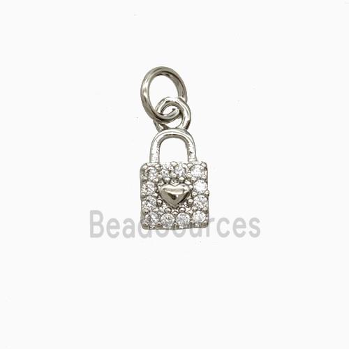 Copper Locket Pendant Pave Zirconia Platinum Plated