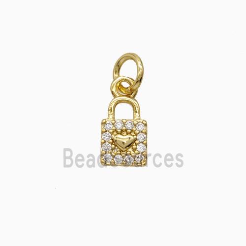 Copper Locket Pendant Pave Zirconia Gold Plated