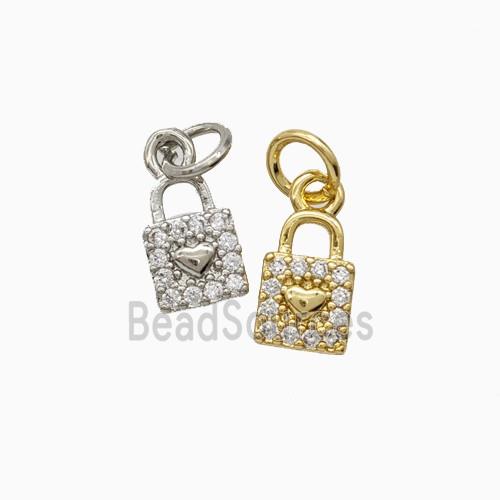 Copper Locket Pendant Pave Zirconia Mixed