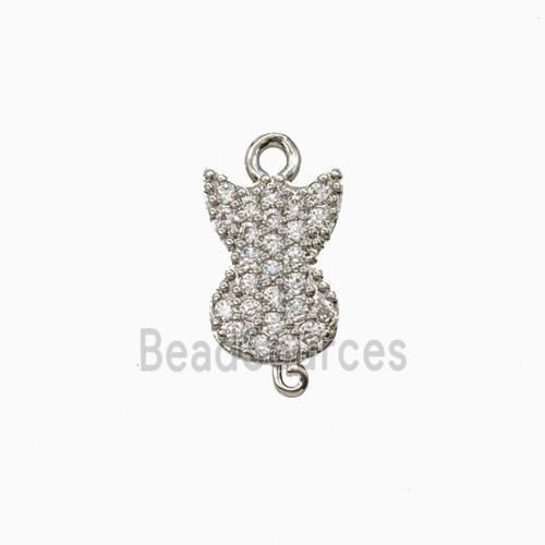 Copper Cat Pendant Pave Zirconia Platinum Plated