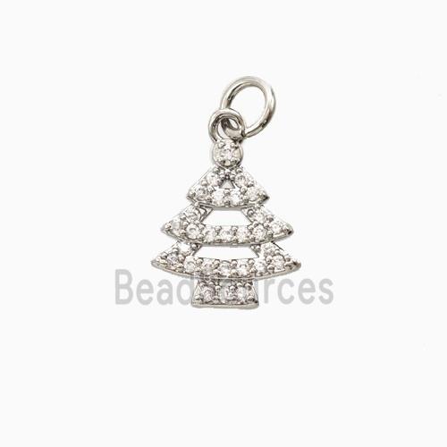 Christmas Tree Charms Copper Pendant Pave Zirconia Platinum Plated