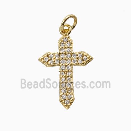 Copper Cross Pendant Pave Zirconia Gold Plated