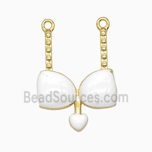 Copper Bra Bikini Pendant Heart White Enamel Gold Plated