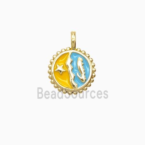 Copper Star and Oceanfish Pendant Enamel Gold Plated