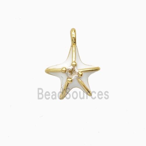 Copper Starfish Pendant White Enamel Gold Plated