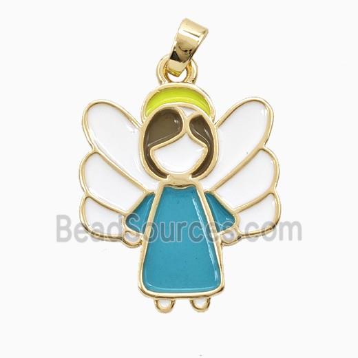 Copper Fairy Pendant Multicolor Enamel Gold Plated