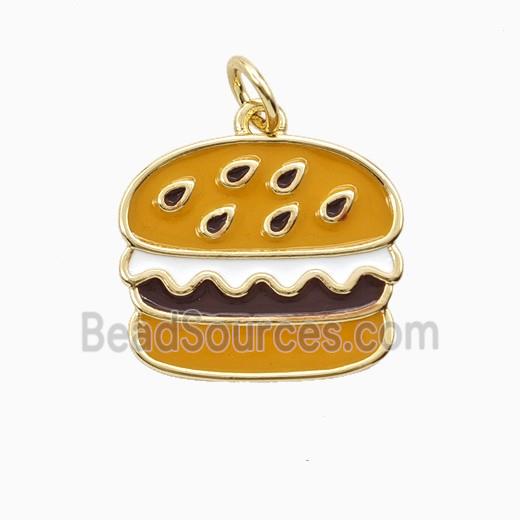 Copper Hamburger Pendant Enamel Gold Plated