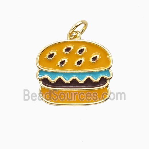 Copper Hamburger Pendant Enamel Gold Plated