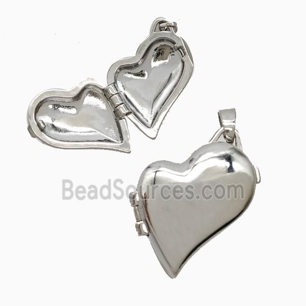 Copper Heart Locket Pendant Platinum Plated