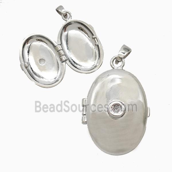 Copper Oval Locket Pendant Platinum Plated