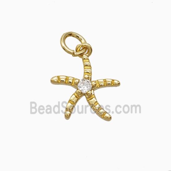 Copper Starfish Pendant Pave Zirconia Gold Plated