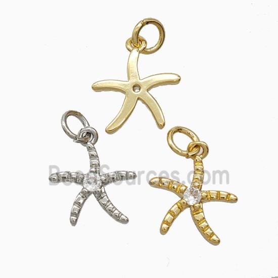 Copper Starfish Pendant Pave Zirconia Mixed